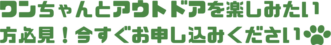 ワンちゃんとアウトドアを楽しみたい方必見！今すぐお申し込みください