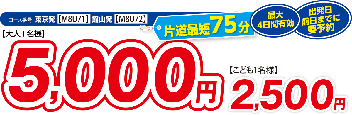 大人1名様 5000円