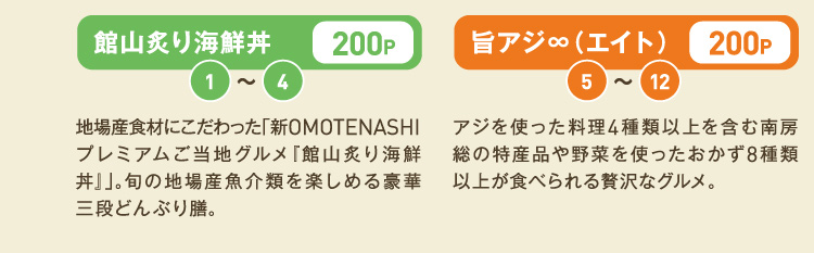 館山炙り海鮮丼・旨アジ∞（エイト）・たてやま海自カレー・いちごスイーツ